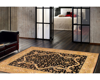 Pasargad Tabriz Collection Hand-Knotted Lamb's Wool Area Rug (PS-20 BLACK 9X12) - 108'' x 142''