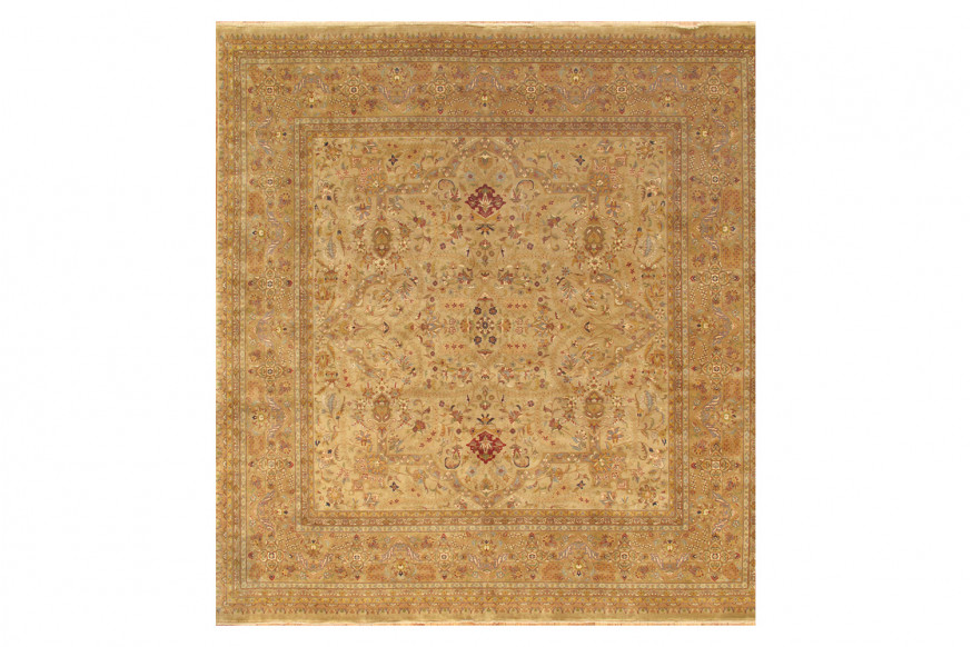 Pasargad™ Tabriz Collection Hand-Knotted Beige Lamb's Wool Area Rug (PS-20 SQR 10X10) - 117'' x 118''