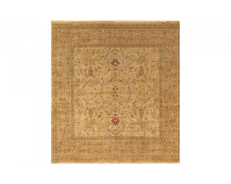 Pasargad Tabriz Collection Hand-Knotted Beige Lamb's Wool Area Rug (PS-20 SQR 10X10) - 117'' x 118''