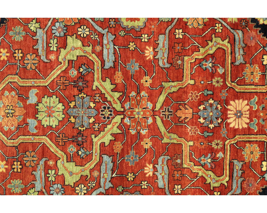 Pasargad Ferehan Collection Hand-Knotted Rust/Navy Wool Area Rug (PS-36 10X14) - 122'' x 169''