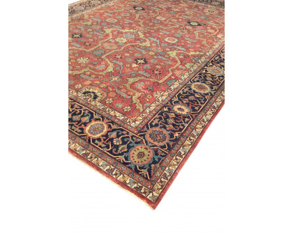 Pasargad Ferehan Collection Hand-Knotted Rust/Navy Wool Area Rug (PS-36 10X14) - 122'' x 169''