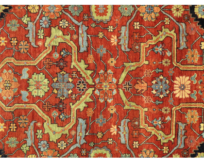 Pasargad Ferehan Collection Hand-Knotted Wool Area Rug - Rust/Navy, 72" x 146" (ps-36 6x12)