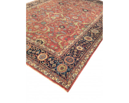 Pasargad Ferehan Collection Hand-Knotted Wool Area Rug - Rust/Navy, 72" x 146" (ps-36 6x12)