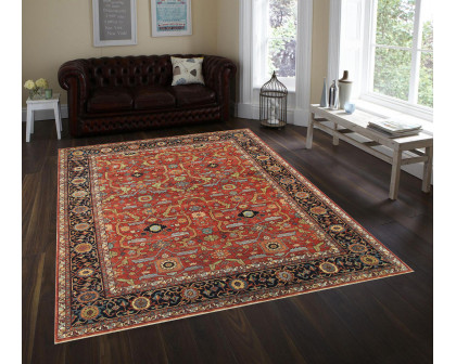 Pasargad Ferehan Collection Hand-Knotted Wool Area Rug - Rust/Navy, 72" x 146" (ps-36 6x12)