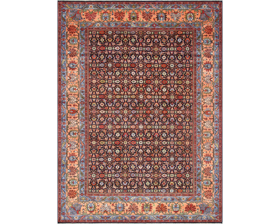 Pasargad Herati Collection Hand-Knotted Wool Area Rug - Navy/Peach, 106" x 144" (ps-37-2 9x12)