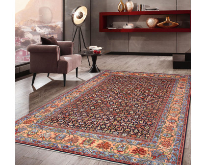 Pasargad Herati Collection Hand-Knotted Wool Area Rug - Navy/Peach, 106" x 144" (ps-37-2 9x12)