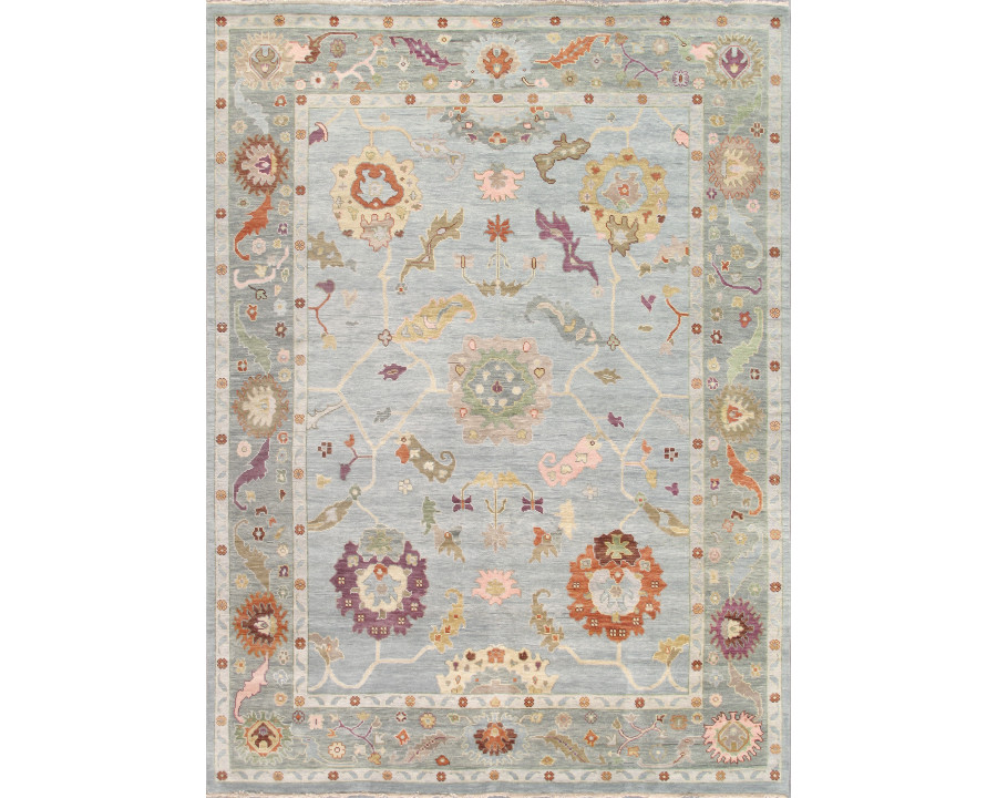 Pasargad - Oushak Collection Hand-Knotted Wool Area Rug in Blue/Green, 141" x 217" (PSF-05 12x18)