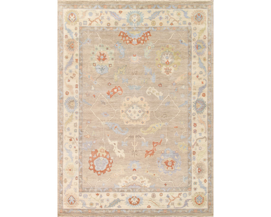 Pasargad Oushak Collection Hand-Knotted Wool Area Rug - Beige/Ivory, 118" x 167" (PSF-06 10x14)