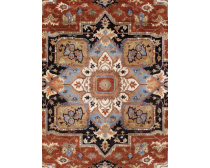 Pasargad Serapi Collection Hand-Knotted Wool Area Rug - Rust/Navy, 116" x 164" (PSF-7120 10x14)