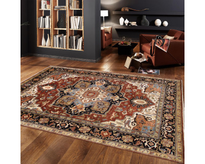 Pasargad Serapi Collection Hand-Knotted Wool Area Rug - Rust/Navy, 116" x 164" (PSF-7120 10x14)