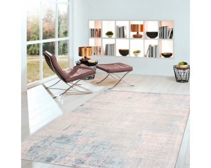 Pasargad Malibu Collection Hand-Loomed Bamboo Silk Area Rug - Gray/Pink, 72" x 108" (psh-01 6x9)