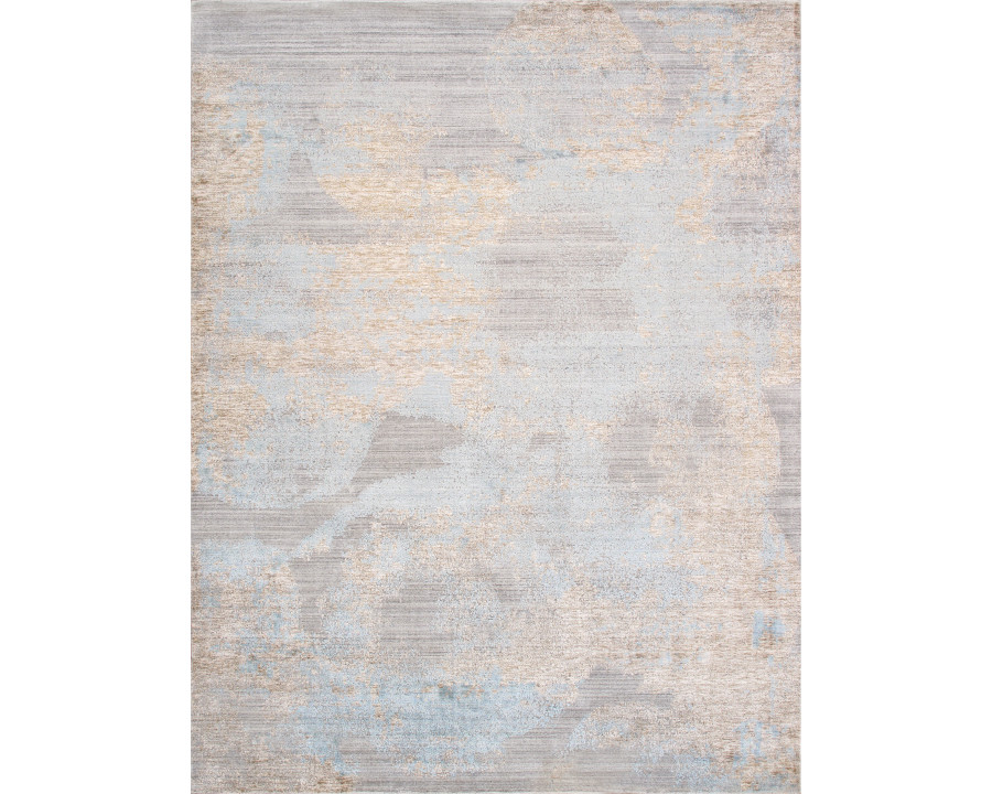 Pasargad Malibu Collection Hand-Loomed Bamboo Silk Area Rug - Gray/Aqua, 72" x 108" (psh-03 6x9)