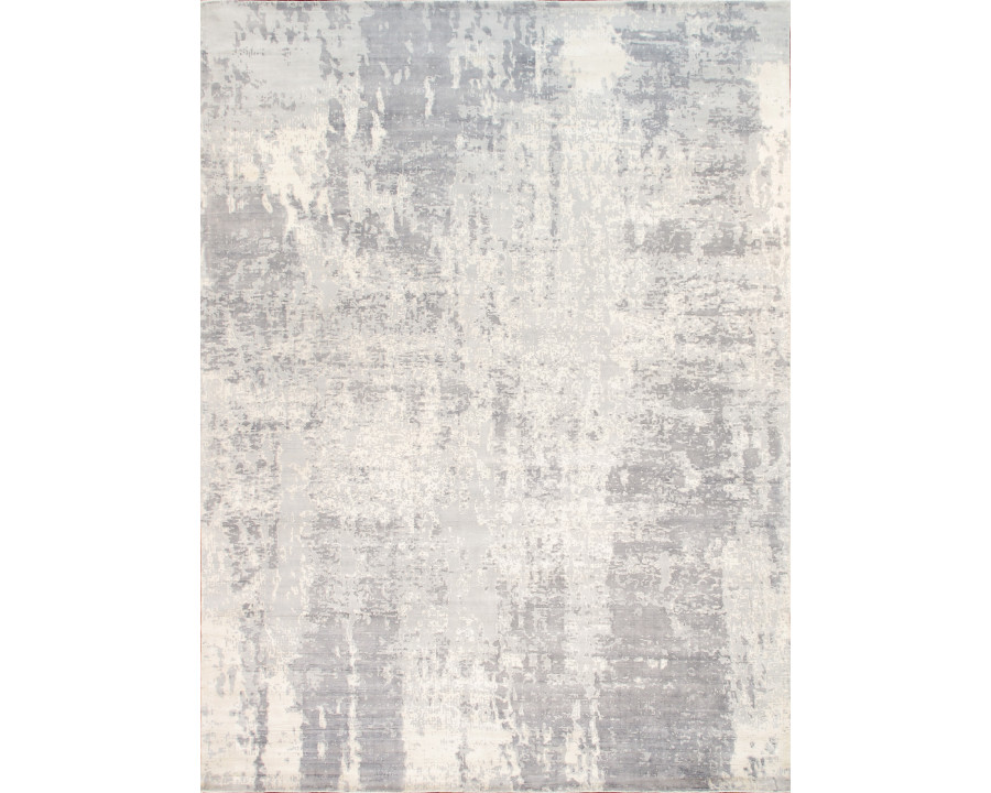 Pasargad - Mirage Collection Hand-Loomed Bamboo Silk Area Rug in Gray/Ivory, 93" x 117" (psh-25 8x10)