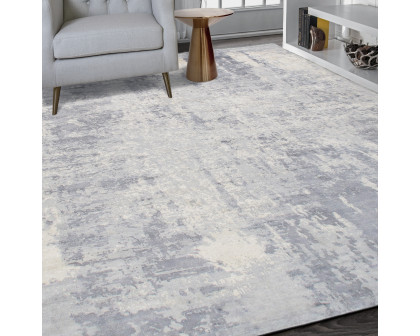 Pasargad - Mirage Collection Hand-Loomed Bamboo Silk Area Rug in Gray/Ivory, 93" x 117" (psh-25 8x10)