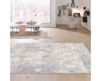 Pasargad Mirage Collection Hand-Loomed Bamboo Silk Area Rug - Gray/Aqua, 120" x 168" (psh-27 10x14)