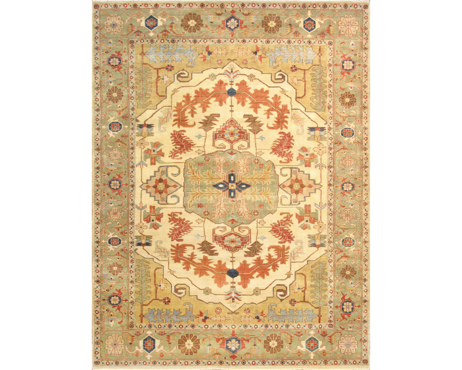 Pasargad - Serapi Collection Hand-Knotted Lamb's Wool Area Rug in Ivory/L. Green, 98" x 118" (PSJ-30 8x10)