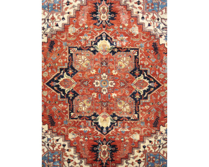 Pasargad - Serapi Collection Hand-Knotted Wool Area Rug in Red/Navy, 92" x 118" (PSJ-3059b 8x10)