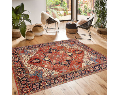 Pasargad - Serapi Collection Hand-Knotted Wool Area Rug in Red/Navy, 92" x 118" (PSJ-3059b 8x10)