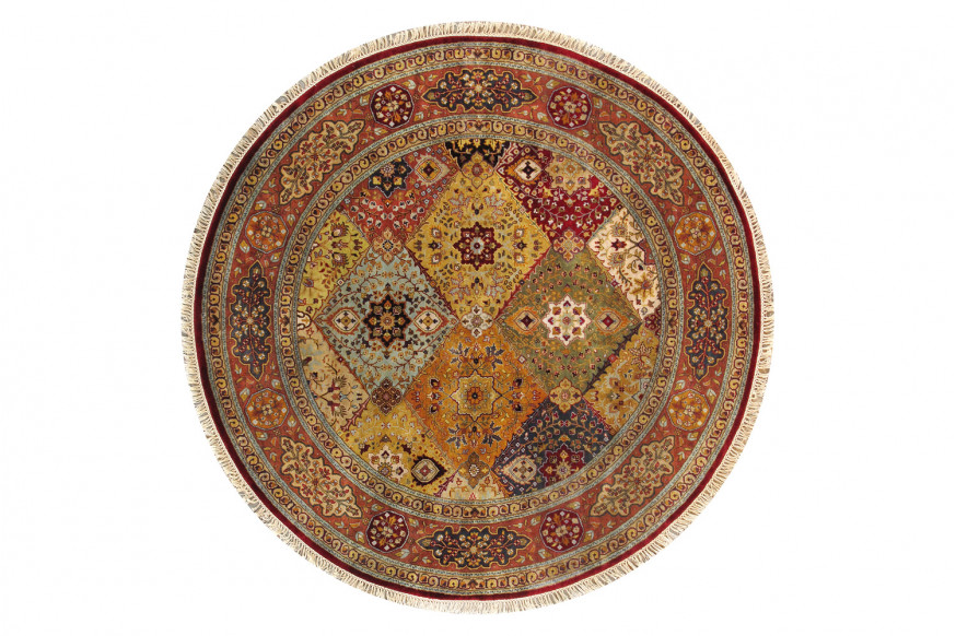 Pasargad™ Tabriz Collection Hand-Knotted Lamb's Wool Area Rug (PSK-2 RED 6X6) - 72'' x 72''