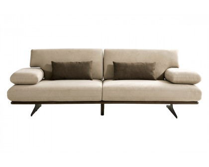 Pasargad Positano Delano Sofa with Sliding Backrest and Armrest - Dark Beige/Brown, Faux Suede