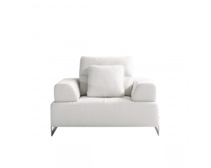 Pasargad - Ravenna Accent Chair with Sliding Backrest and Armrest in White/Chrome, Faux Suede