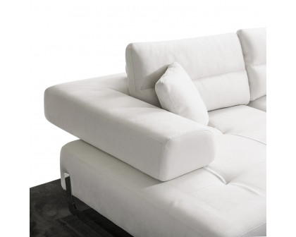 Pasargad - Positano Ravenna Sofa with Sliding Backrest and Armrest in White/Chrome, Faux Suede