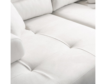 Pasargad - Positano Ravenna Sofa with Sliding Backrest and Armrest in White/Chrome, Faux Suede