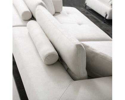 Pasargad - Positano Ravenna Sofa with Sliding Backrest and Armrest in White/Chrome, Faux Suede