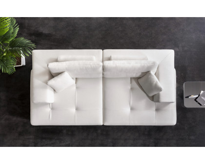 Pasargad - Positano Ravenna Sofa with Sliding Backrest and Armrest in White/Chrome, Faux Suede