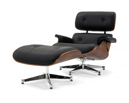 Pasargad - Portfino Leather Lounge Chair with Ottoman