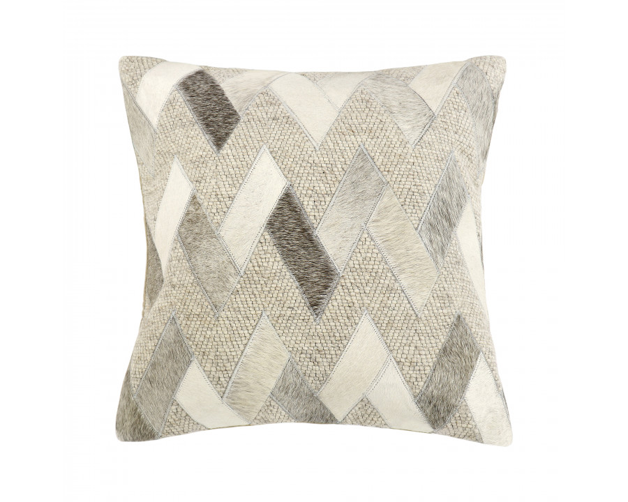 Pasargad - Galaxy Square Pillow in Ivory/Gray, Cowhide