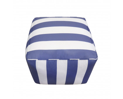 Pasargad Galaxy Square Pouf - White/Blue, Polyester