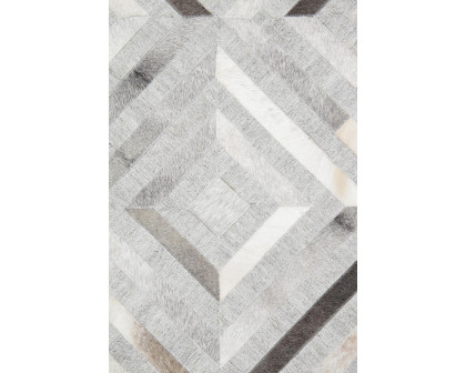 Pasargad Geometric Silver Cowhide Rug (PTX-3104 4X6) - 48'' x 72''