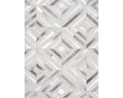 Pasargad Galaxy Collection Cowhide Cowhide/Sari Silk Area Rug - Silver, 72" x 108" (ptx-3104 6x9)