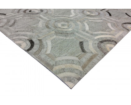 Pasargad Geometric Ivory Cowhide Rug (PTX-3137 6X9) - 72'' x 108''