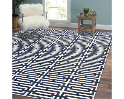 Pasargad Galaxy Collection Hand-stitched Cowhide Area Rug - Silver/Navy, 144" x 180" (ptx-4165 12x15)