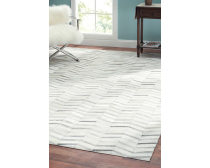 Pasargad Hand-Loomed Cowhide Silver Area Rug (PTX-4685 5X8) - 60'' x 96''