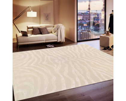 Pasargad Edgy Collection Hand-Tufted Bamboo Silk/Wool Area Rug - Ivory, 144" x 180" (pvcsk-01 12x15)