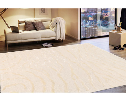 Pasargad Edgy Collection Hand-Tufted Ivory Silk and Wool Area Rug (PVCSK-01 9X12) - 102'' x 138''