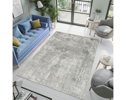 Pasargad Stella Collection Power-Loomed Polypropylene/Polyester Area Rug - L. Gray, 114" x 162" (pvga-44 10x14)