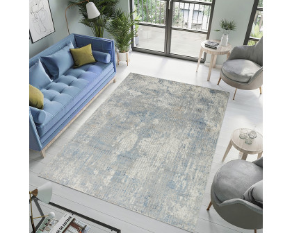 Pasargad Stella Collection Power-Loomed Polypropylene/Polyester Area Rug - Beige/L. Gray, 114" x 162" (pvha-16 10x14)