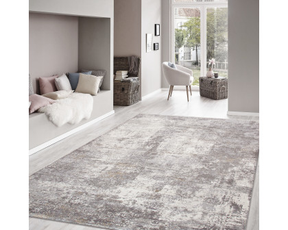 Pasargad Stella Collection Power-Loomed Polypropylene/Polyester Area Rug - L. Gray, 114" x 162" (pvha-44 10x14)