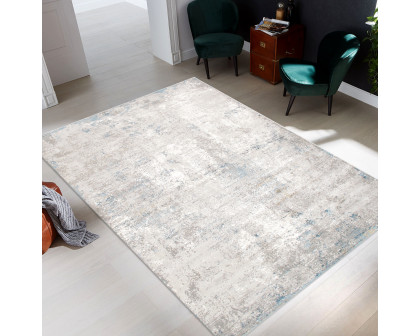 Pasargad Stella Collection Power-Loomed Polypropylene/Polyester Area Rug - Beige/L. Gray, 114" x 162" (pvha-46 10x14)