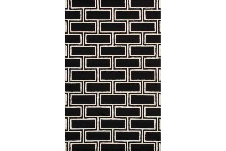 Pasargad™ Edgy Collection Hand-Tufted Bamboo Silk/Wool Area Rug - Black/Ivory, 117" x 165" (pvny-21 10x14)