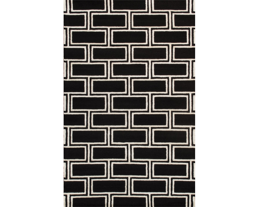 Pasargad Edgy Collection Hand-Tufted Bamboo Silk/Wool Area Rug - Black/Ivory, 117" x 165" (pvny-21 10x14)