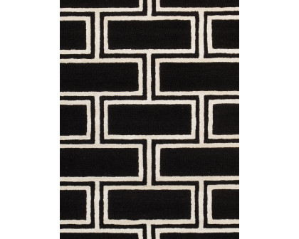 Pasargad™ Edgy Collection Hand-Tufted Bamboo Silk/Wool Area Rug - Black/Ivory, 117" x 165" (pvny-21 10x14)