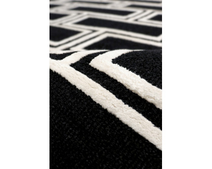 Pasargad™ Edgy Collection Hand-Tufted Bamboo Silk/Wool Area Rug - Black/Ivory, 117" x 165" (pvny-21 10x14)