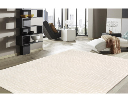 Pasargad Edgy Collection Hand-Tufted Ivory BSilk and Wool Area Rug (PVNY-24 12X15) - 144'' x 180''