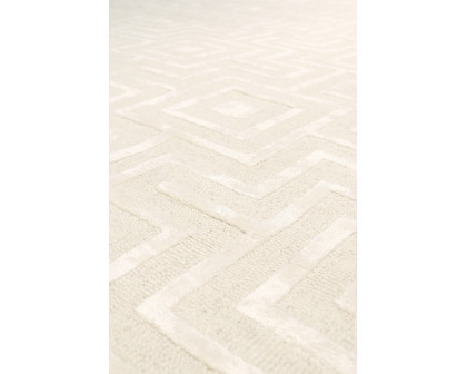 Pasargad Edgy Collection Tufted Bamboo Silk/Wool Area Rug - Ivory, 31" x 120" (pvny-24 rnr 2.7x10)