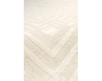 Pasargad Edgy Collection Tufted Bamboo Silk/Wool Area Rug - Ivory, 31" x 120" (pvny-24 rnr 2.7x10)